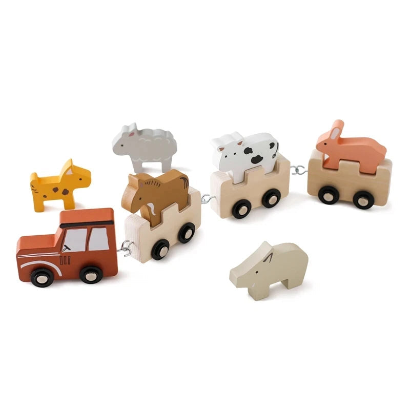 Wooden Train Birthday Toy Montessori Toys Baby Educational Toys Wooden Trolley Baby Learning Toys Number Of Wood Baby's Toys Purest Peak